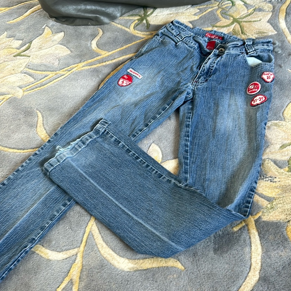 South Pole Vintage Red Patchwork Denim Straight Leg Jeans